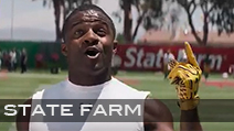 State Farm 'On Fire'<br />
Production Company Hungry Man | Director Wayne McClammy<br />
Jeff Sanders Football Coordinator + Athlete Casting<br />
Football Equipment provided by Hollywood Football Productions